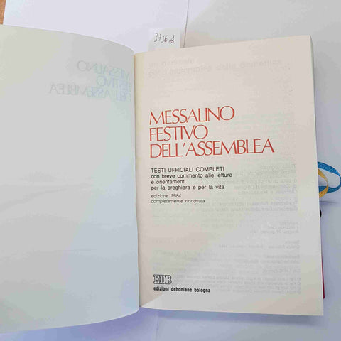 MESSALINO FESTIVO DELL'ASSEMBLEA EDIZIONE 1984 EDB RILEGATO ROSSO liturgia