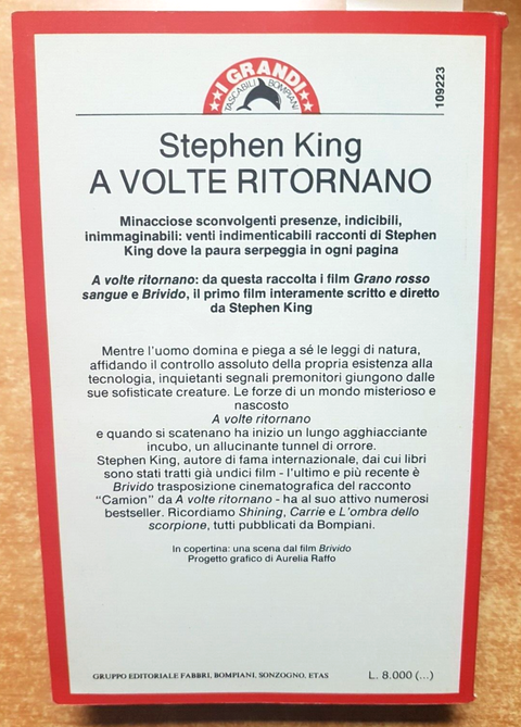 STEPHEN KING - A VOLTE RITORNANO - 1987 - BOMPIANI horror brivido orrore (2