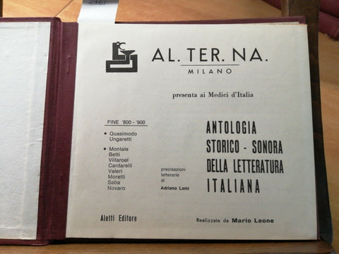 ANTOLOGIA STORICO SONORA DELLA LETTERATURA ITALIANA CON 2 DISCHI - ALETTI (