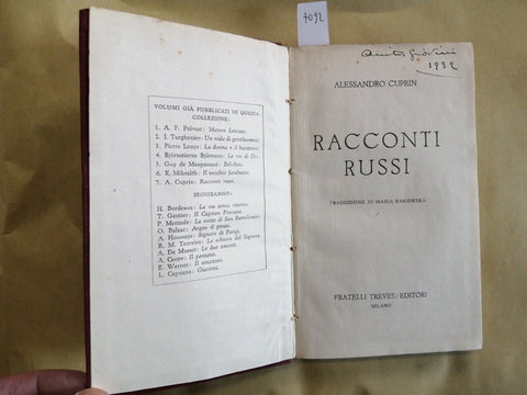 RACCONTI RUSSI - Cuprin Alessandro - 1931 - Fratelli Treves - (7092)