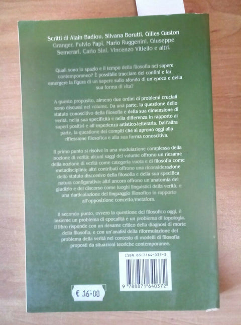 CONFINI DELLA FILOSOFIA VERITA' E CONOSCENZA - BORUTTI PAPI 1994 IBIS1 ED. 701