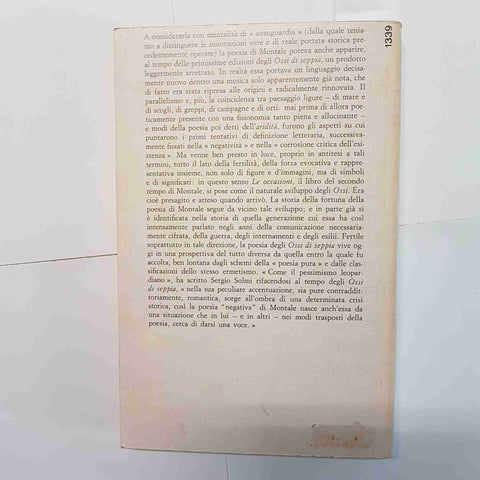 EUGENIO MONTALE OSSI DI SEPPIA LO SPECCHIO MONDADORI XXII EDIZIONE 1975