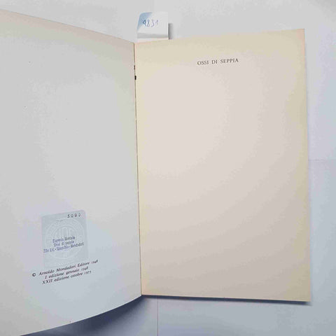 EUGENIO MONTALE OSSI DI SEPPIA LO SPECCHIO MONDADORI XXII EDIZIONE 1975