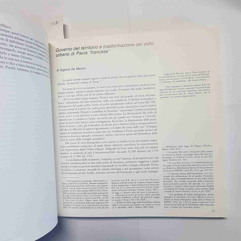 ANNALI DI STORIA PAVESE N.20/1991 PAVIA E TERRITORI STORICI IN ETA' FRANCESE 1