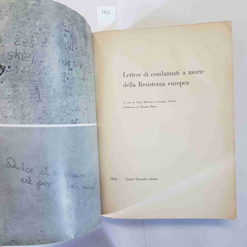 LETTERE DI CONDANNATI A MORTE DELLA RESISTENZA EUROPEA EINAUDI 1954 GUERRA