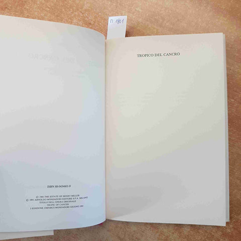 TROPICO DEL CANCRO HENRY MILLER MONDADORI OMNIBUS 1991 PRIMA EDIZIONE