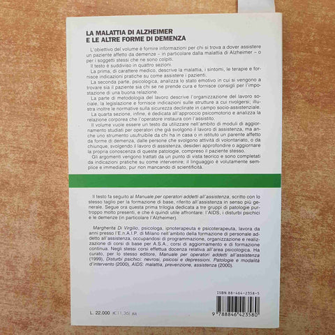 ALZHEIMER E ALTRE DEMENZE LINEE GUIDA ASSISTENZA 2007 DI VIRGILIO franco angeli