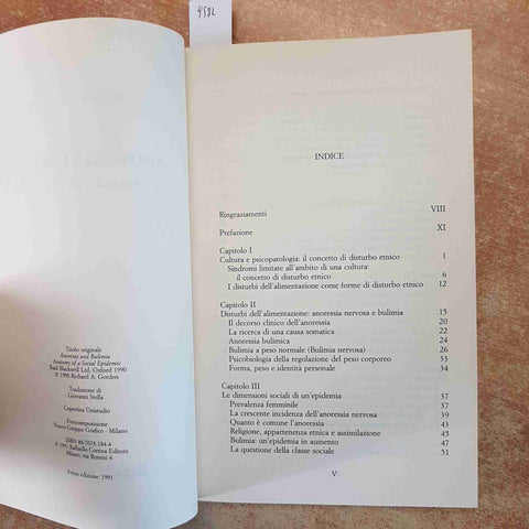 ANORESSIA E BULIMIA - RICHARD GORDON - CORTINA DISTURBI ALIMENTARI SOCIETA 1991