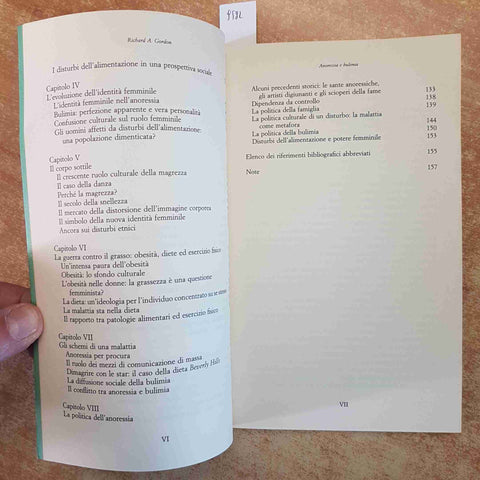 ANORESSIA E BULIMIA - RICHARD GORDON - CORTINA DISTURBI ALIMENTARI SOCIETA 1991