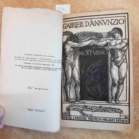 NOTTURNO - GABRIELE D'ANNUNZIO 1921 FRATELLI TREVES - MILANO - 52° MIGLIAIO