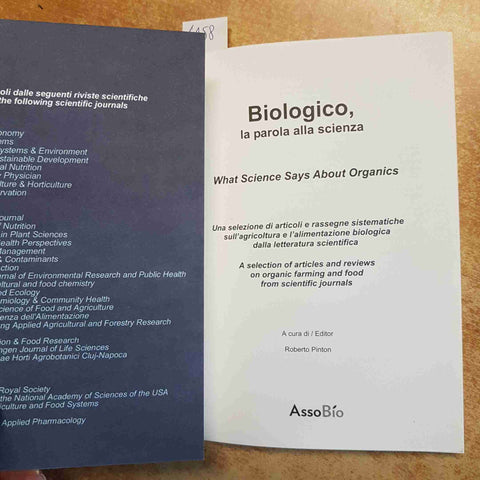 BIOLOGICO LA PAROLA ALLA SCIENZA AGRICOLTURA ORGANICA SALUTE 2015 ASSOBIO