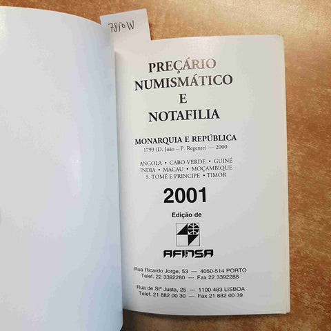 NUMISMATICA E NOTAFILIA 2001 AFINSA PORTUGAL CATALOGO MONETE BANCONOTE