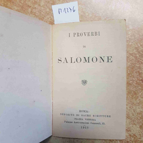 I PROVERBI DI SALOMONE 1913 DEPOSITO SACRE SCRITTURE ROMA