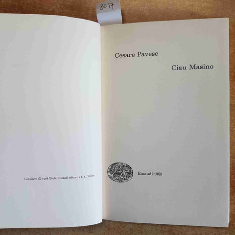 CESARE PAVESE - CIAU MASINO EINAUDI EDIZIONE 7 GIUGNO 1969 RACCONTI - I CORALLI