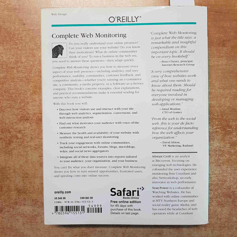 COMPLETE WEB MONITORING O'REILLY ANALYTICS SEO PERFORMANCE WEB DESIGN 2009