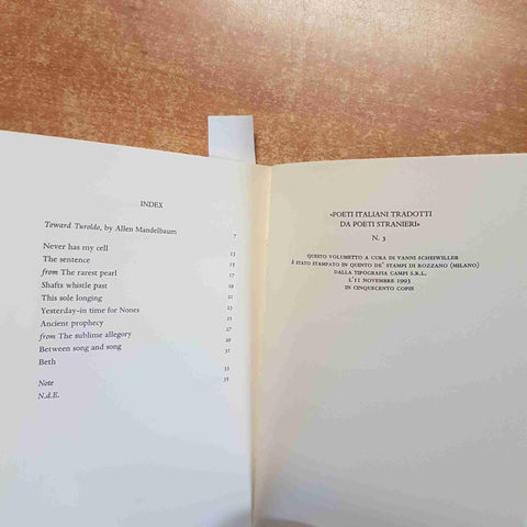 DAVID MARIA TUROLDO - POESIE ITALIANO/INGLESE ALL'INSEGNA DEL PESCE D'ORO 1993