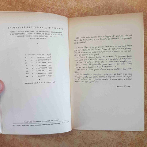 ANNIE VIVANTI - GUAI AI VINTI - ROMANZO - EDIZIONE BEM MONDADORI 1956 DRAMMATICO