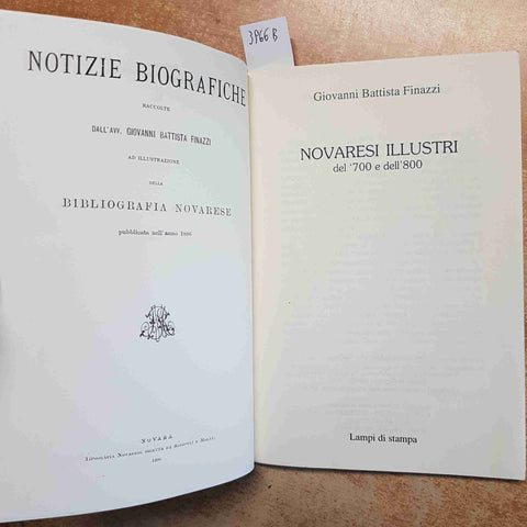 NOVARESI ILLUSTRI DEL '700 E DELL'800 STORIA NOVARA PIEMONTE - GIOVANNI FINAZZI