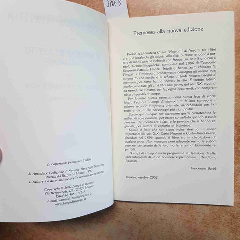 NOVARESI ILLUSTRI DEL '700 E DELL'800 STORIA NOVARA PIEMONTE - GIOVANNI FINAZZI