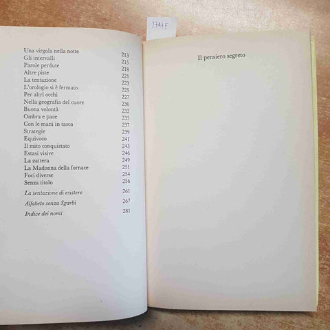 VITTORIO SGARBI IL PENSIERO SEGRETO VIAGGI INCONTRI EMOZIONI RIZZOLI 1°ED. 1990