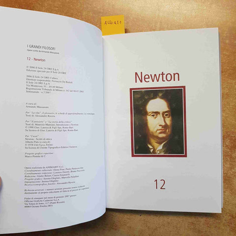 NEWTON VITA PENSIERO OPERE SCELTE FILOSOFIA SCIENZA OTTICA 2006 IL SOLE 24 ORE