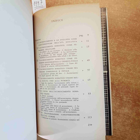 L'ACCRESCIMENTO UMANO ELEMENTI DI AUXOLOGIA - GIOVANNI DE TONI 1966 LA SCUOLA