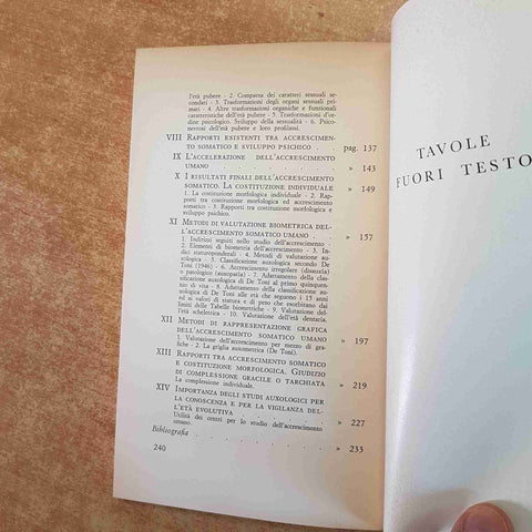 L'ACCRESCIMENTO UMANO ELEMENTI DI AUXOLOGIA - GIOVANNI DE TONI 1966 LA SCUOLA