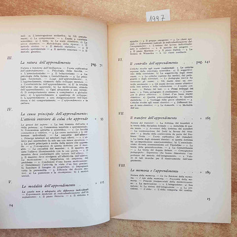 PSICOLOGIA DELL'APPRENDIMENTO PROBLEMA FONDAMENTALE DELLA PEDAGOGIA 1962 BASTIEN