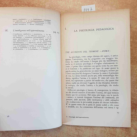 PSICOLOGIA DELL'APPRENDIMENTO PROBLEMA FONDAMENTALE DELLA PEDAGOGIA 1962 BASTIEN