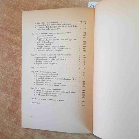 ADOLESCENZA SERENA GUIDA ALL'IGIENE FISICA E MENTALE DEI GIOVANI 1961 BIANCHI