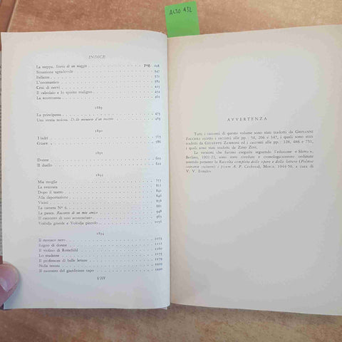 ANTON CECHOV RACCONTI E NOVELLE VOLUMI 1+2 SANSONI FIRENZE 1958