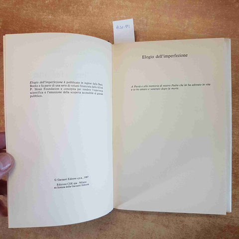 ELOGIO DELL'IMPERFEZIONE  RITA LEVI MONTALCINI 1989 CDE AUTOBIOGRAFIA SCIENZA