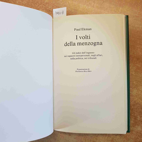PAUL EKMAN - I VOLTI DELLA MENZOGNA GLI INDIZI DELL'INGANNO 1996 CDE