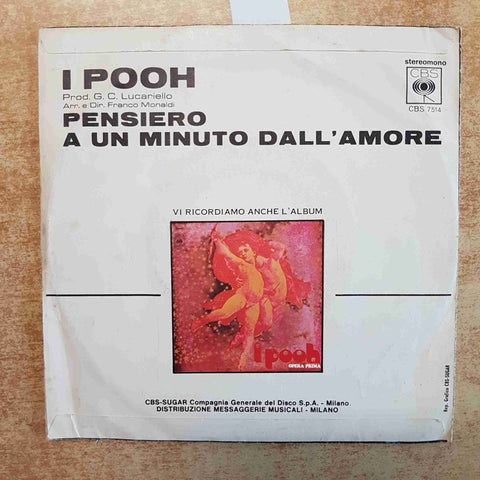 I POOH PENSIERO A UN MINUTO DALL'AMORE CBS SOLO COPERTINA SENZA DISCO 45 GIRI