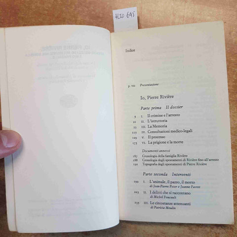 IO, PIERRE RIVIERE - MICHEL FOUCAULT - PARRICIDIO NEL XIX SECOLO - EINAUDI 1976