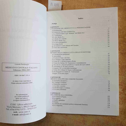 MEDIO EVO CENTRALE ITALIANO LEONIDA PANDIMIGLIO CUEC 2004 STORIA MEDIEVALE
