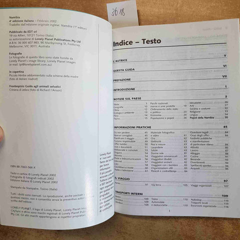 NAMIBIA - LONELY PLANET EDT GUIDA VIAGGIO AFRICA SAFARI 4° EDIZIONE 2002