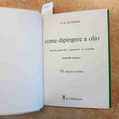 COME DIPINGERE A OLIO MANUALE PRATICO TECNICHE MATERIALI NICODEMI 1980 CASTELLO