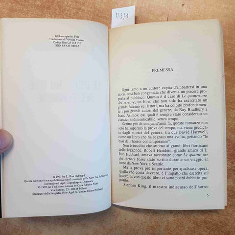 LE QUATTRO ORE DEL TERRORE - L. RON HUBBARD - ROMANZO HORROR 1996 EDITRICE NORD