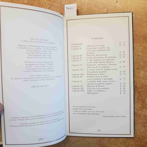 DUE GOCCE DI PROFUMO - MARIANNE LICHTENBERGER - STORIA CULTURA PROFUMI 1988