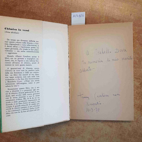 CHIMICA IN VERSI INORGANICA E ORGANICA - ALBERTO CAVALIERE 1965 MURSIA
