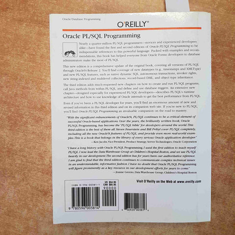 ORACLE PL/SQL PROGRAMMING 3RD EDITION 2002 FEUERSTEIN, PRIBYL - O'REILLY