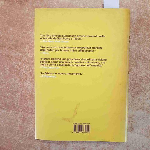 IMPERO IL NUOVO ORDINE DELLA GLOBALIZZAZIONE 2002 HARDT TONI NEGRI 1°ED. RIZZOLI