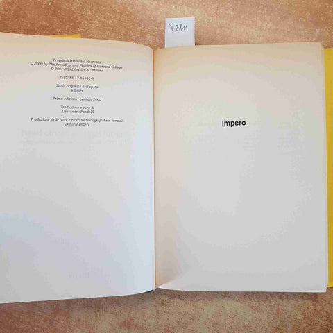 IMPERO IL NUOVO ORDINE DELLA GLOBALIZZAZIONE 2002 HARDT TONI NEGRI 1°ED. RIZZOLI