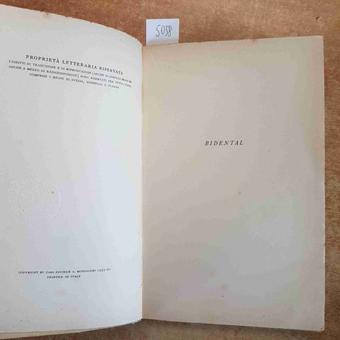 CARLO SCARFOGLIO BIDENTAL POESIA MONDADORI 1934 PRIMA EDIZIONE