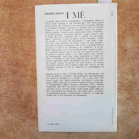 DAVIDE LAJOLO I ME' RACCONTO SENZA FINE TRA LANGHE E MONFERRATO 1977 VALLECCHI