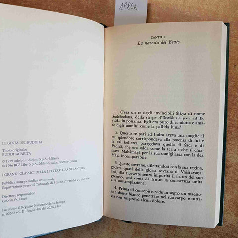 LE GESTA DEL BUDDHA BUDDHACARITA ASVAGOSA FABBRI EDITORI 2000 CLASSICI STRANIERI
