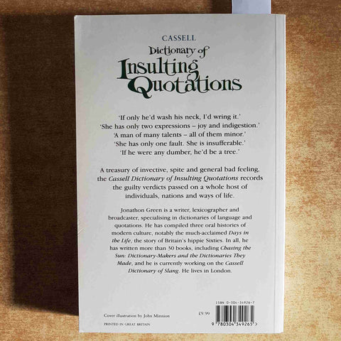 CASSELL DICTIONARY OF INSULTING QUOTATIONS - JONATHON GREEN 1996 satira umorismo