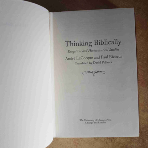 THINKING BIBLICALLY EXEGETICAL AND HERMENEUTICAL STUDIES 1998 LACOQUE RICOEUR