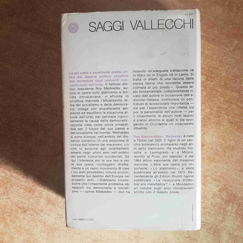 LA DEMOCRAZIA SOCIALISTA - ROY MEDVEDEV - DISSENSO SOVIETICO URSS 1977 VALLECCHI